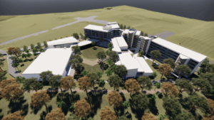 Mid rise buildings replace traditional school campus plans for Springfield high school