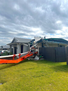 Concrete truck crushes home