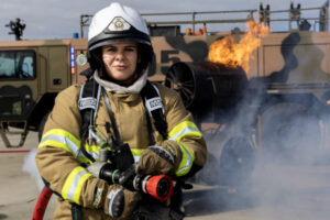 Kicking goals as an RAAF firefighter