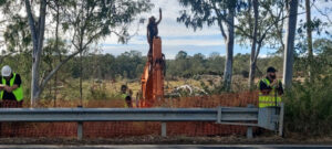 Protester detained after halting clearing